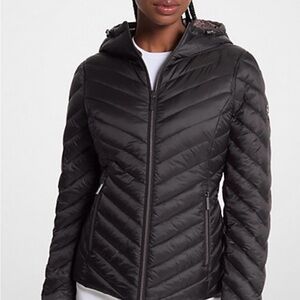 Michael Kors Women's Black Quilted Jacket with Hood